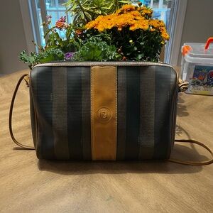 Fendi brown and tan striped cross body